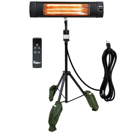 Dr Infrared Heater Black 1500-Watt Indoor/Outdoor Carbon Infrared Patio Heater with Tripod and Remote Control DR-338